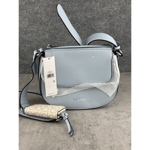 Calvin Klein Bella Novelty Crossbody, Dusty Blue, One Size, Blue New Flaw